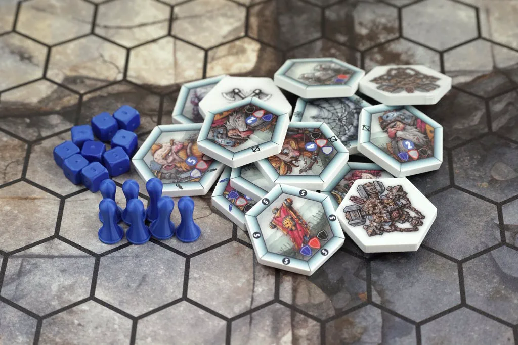Close-up of the HEXFALL Dwarf Army Set