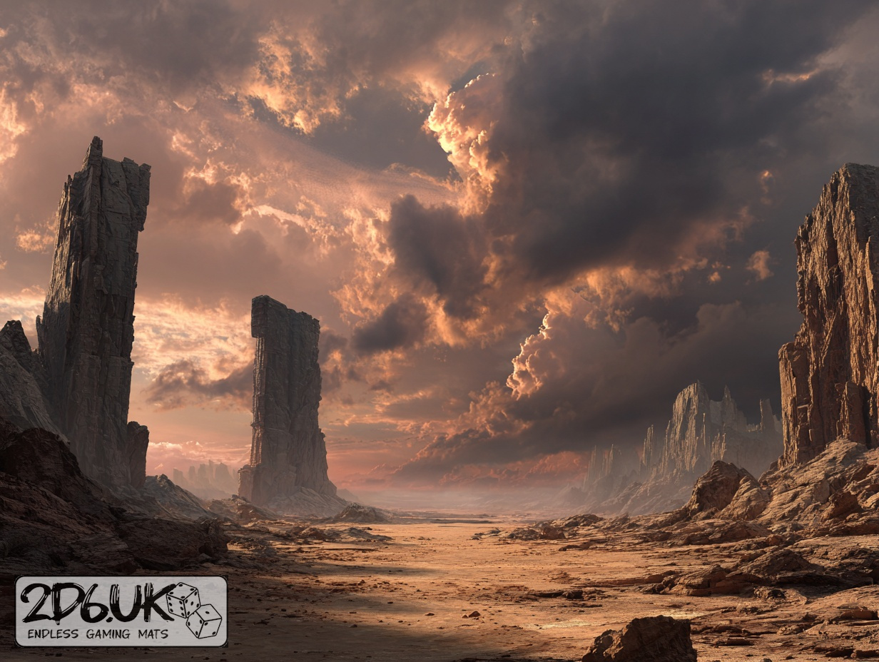 Rustspire Heights wargaming mat photography backdrop