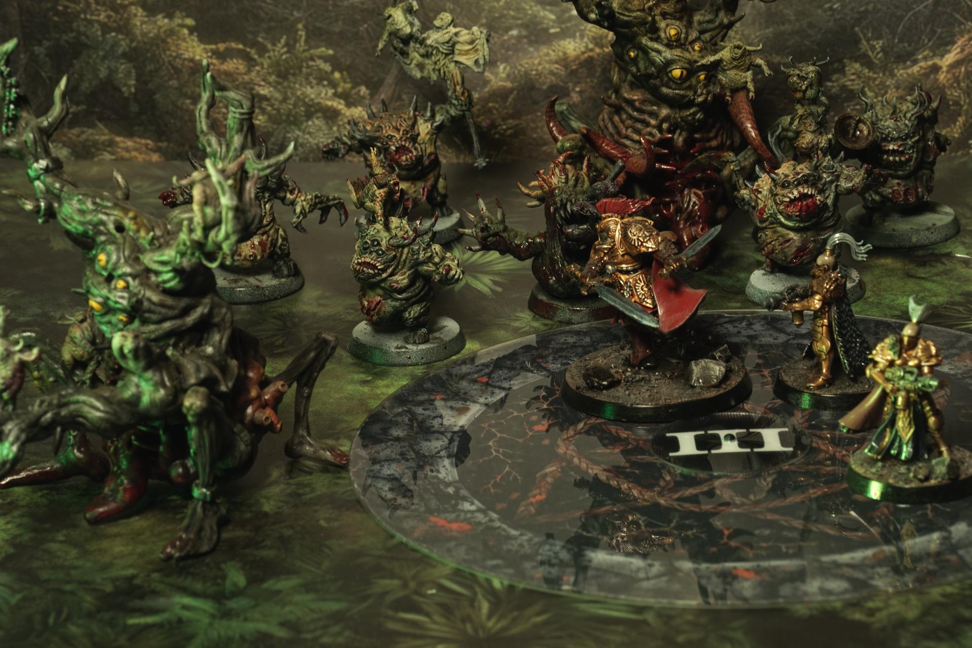 Heresy wargaming objective markers in use